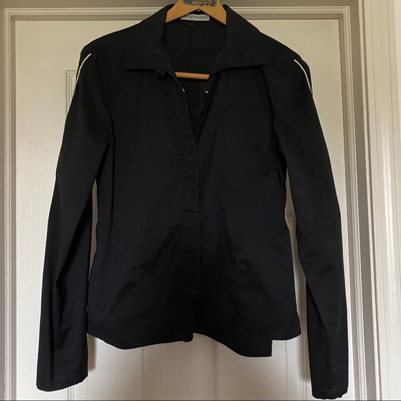 Women’s Emporio Armani black snap closure shirt 44 - Picture 3 of 14